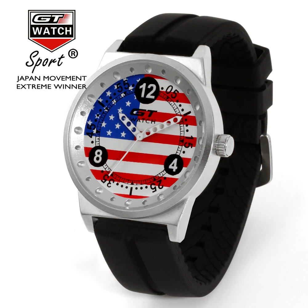 GT Watch Luxury Brand Watch Men Silicone Strap United States Flag F1 Sport Watches Quartz Wristwatches Clock reloj hombre
GT Watch Luxury Brand Watch Men Silicone Strap United States Flag F1 Sport Watches Quartz Wristwatches Clock reloj hombre