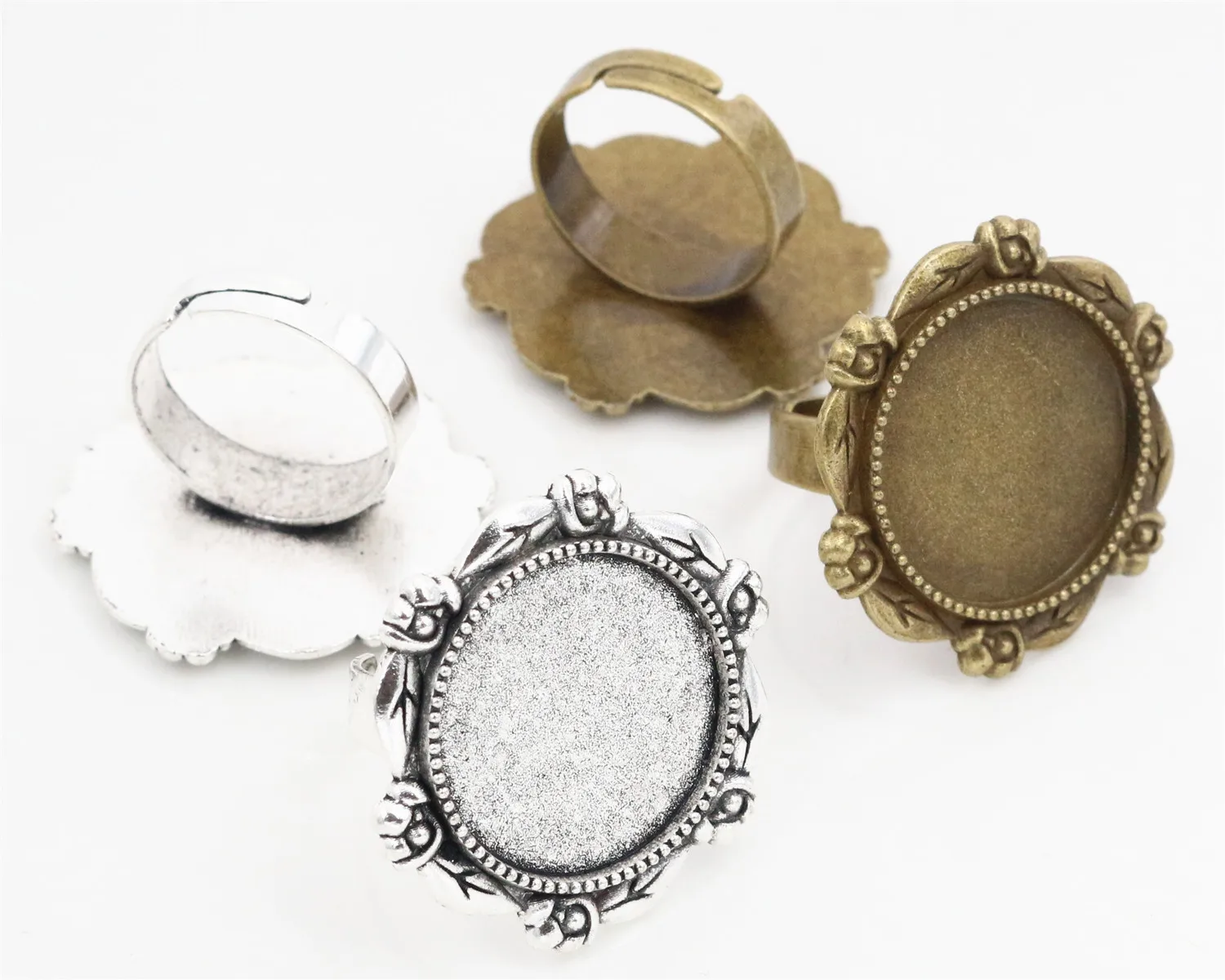 20mm 5pcs Antique Silver And Bronze Plated Brass Adjustable Ring Setting Blank/Base,Fit 20mm Glass Cabochons,Buttons;Ring Bezels
20mm 5pcs Antique Silver And Bronze Plated Brass Adjustable Ring Setting Blank/Base,Fit 20mm Glass Cabochons,Buttons;Ring Bezels