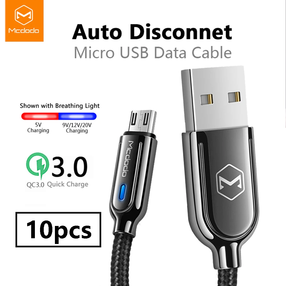 10Pcs/lot Mcdodo Micro USB Cable 3A Fast Charging Auto Disconnec For Samsung S7 Xiaomi Redmi Tablet Android Phone Charger Cord
10Pcs/lot Mcdodo Micro USB Cable 3A Fast Charging Auto Disconnec For Samsung S7 Xiaomi Redmi Tablet Android Phone Charger Cord
