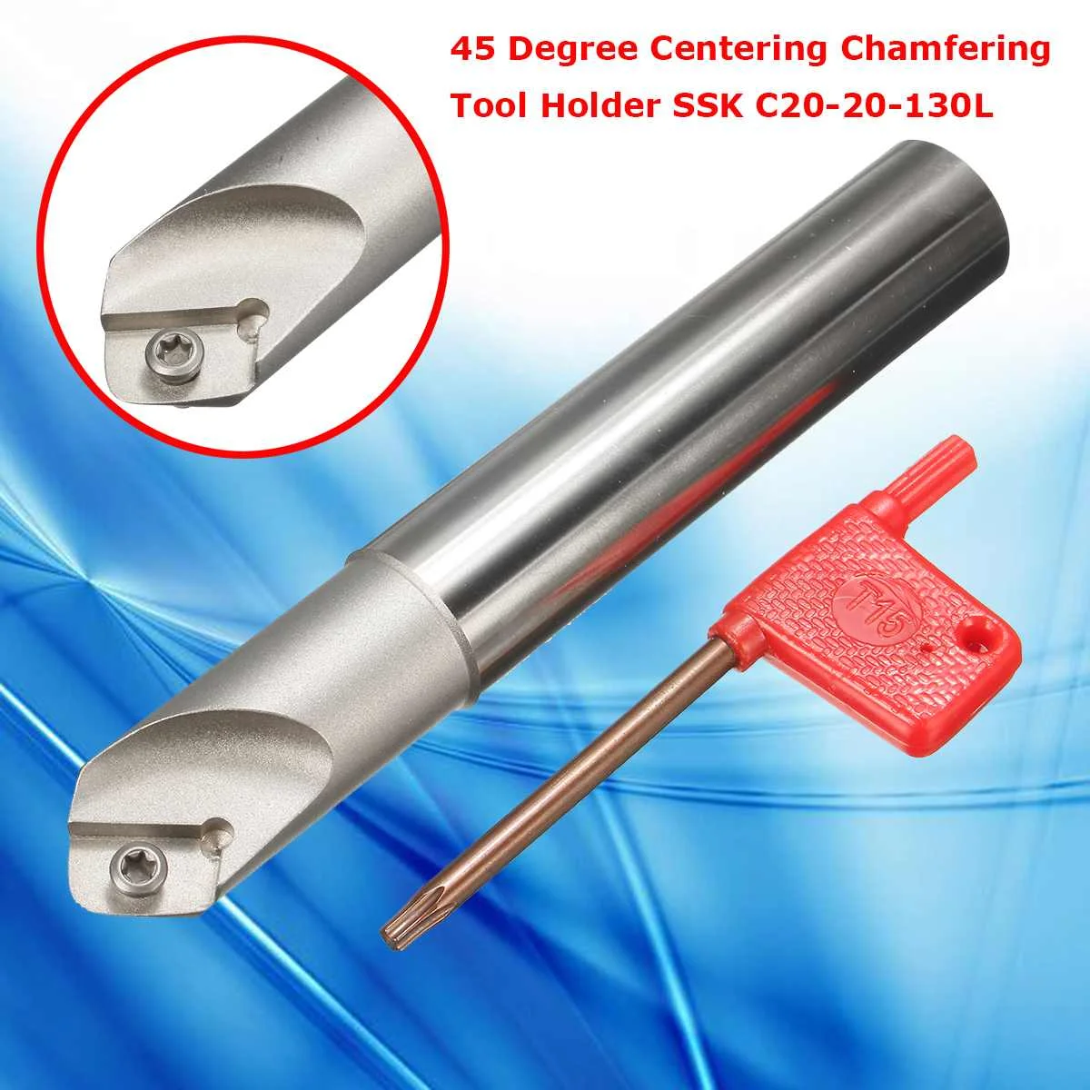 Hot Sale 45 Degree SSK C20-20-130L Centering Chamfering Tool Holder with T15 Wrench for APMT1604PDER Insert CNC Machine Working
Hot Sale 45 Degree SSK C20-20-130L Centering Chamfering Tool Holder with T15 Wrench for APMT1604PDER Insert CNC Machine Working