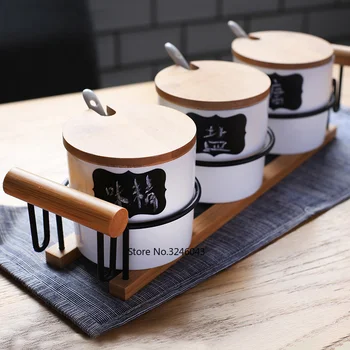 Creative seasoning cans Japanese kitchen supplies Ceramic condiment box set Chili oil jar Spice jar sugar salt shaker
Creative seasoning cans Japanese kitchen supplies Ceramic condiment box set Chili oil jar Spice jar sugar salt shaker