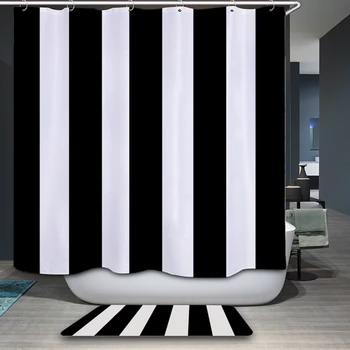 Modern style Polyester Fabric 3D Shower Curtains Simple Black & White Stripes Pattern Thicken Waterproof Bath Curtain With hooks
Modern style Polyester Fabric 3D Shower Curtains Simple Black & White Stripes Pattern Thicken Waterproof Bath Curtain With hooks