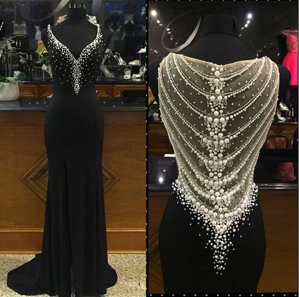 Shining 2016 Backless Mermaid Tank V-Neck Heavy Crystal Pearls By Hand Black Long Evening dress for women
Shining 2016 Backless Mermaid Tank V-Neck Heavy Crystal Pearls By Hand Black Long Evening dress for women