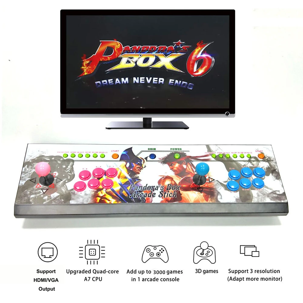 2 Player 16GB/32GB Pandora Box 6 1300 In 1 Arcade Game Console Can Add Game HDMI VGA Usb Joystick For Pc Video Fighting Game Ps3
2 Player 16GB/32GB Pandora Box 6 1300 In 1 Arcade Game Console Can Add Game HDMI VGA Usb Joystick For Pc Video Fighting Game Ps3