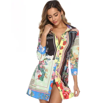 2019 Summer Dress Women Floral Printing A-Line T Shirt Dress Turn-Down Collar Three Quarter Sleeves Office Woman Clothing
2019 Summer Dress Women Floral Printing A-Line T Shirt Dress Turn-Down Collar Three Quarter Sleeves Office Woman Clothing