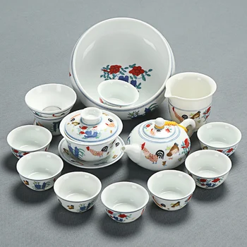 Complete set of Ceramic Kung Fu tea set blue and white porcelain chicken cylinder cup white porcelain cover bowl teapot tea cups
Complete set of Ceramic Kung Fu tea set blue and white porcelain chicken cylinder cup white porcelain cover bowl teapot tea cups