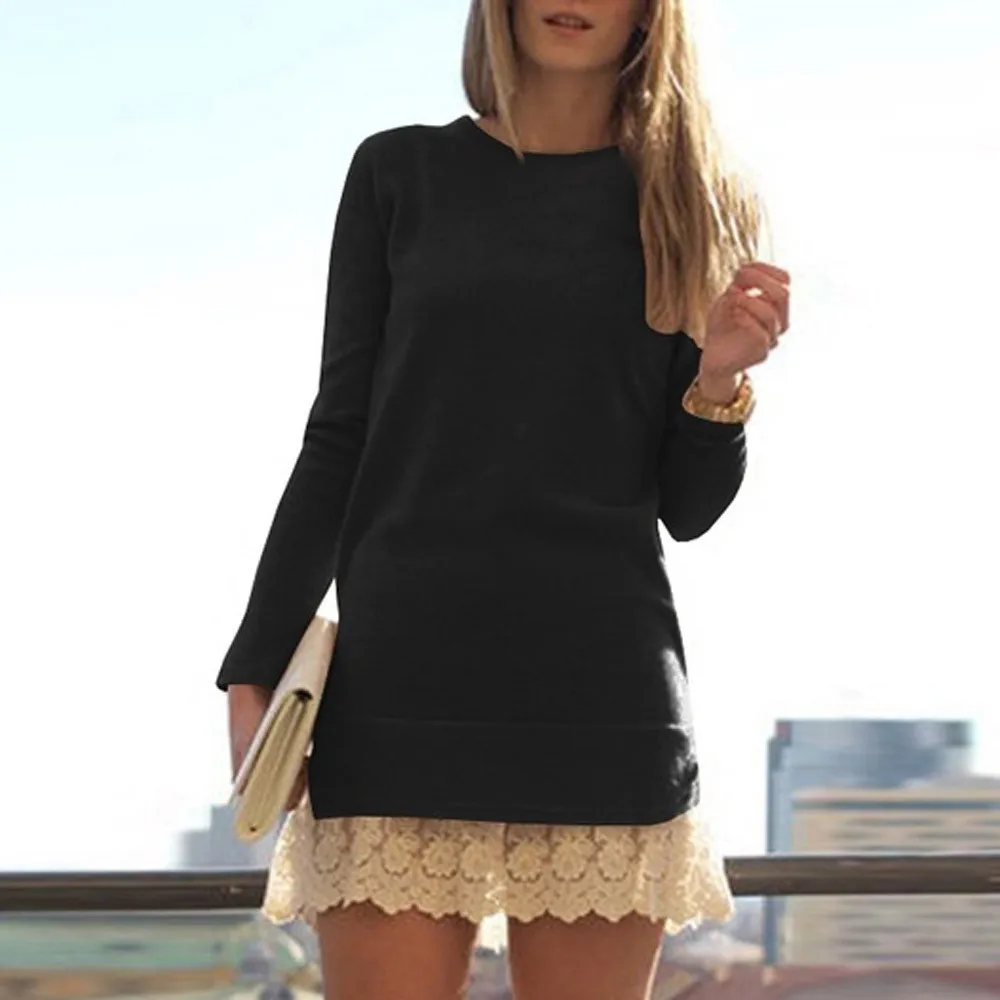 Solid Lace Patchwork Women Dress Fashion Ladies Long Sleeve Party Swing Vintage Mini Dress Female clothes vestidos mujer 2018
Solid Lace Patchwork Women Dress Fashion Ladies Long Sleeve Party Swing Vintage Mini Dress Female clothes vestidos mujer 2018