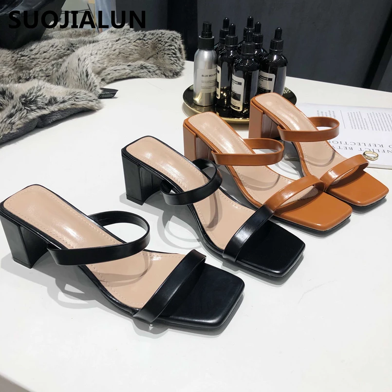 SUOJIALUN 2019 Summer Women Square Heel Women Slippers Slip On Open Toes Outsides Sandals Thin Strap Slides Casual Shoes
SUOJIALUN 2019 Summer Women Square Heel Women Slippers Slip On Open Toes Outsides Sandals Thin Strap Slides Casual Shoes
