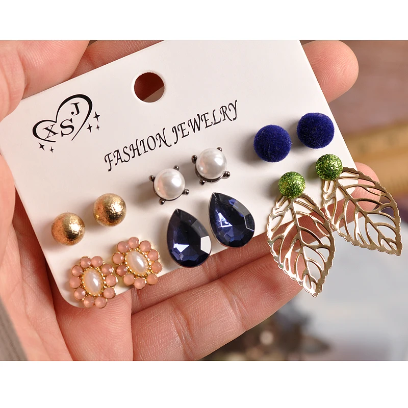 New fashion ladies jewelry wholesale girls' party pearl leaf ear studs beautiful mashup 6 pairs /set earrings gift free shipping
New fashion ladies jewelry wholesale girls' party pearl leaf ear studs beautiful mashup 6 pairs /set earrings gift free shipping