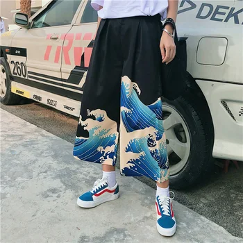 Kimono Unisex Man Woman Wide Leg Pants Japanese Style Harajuku Korean Dress Wave Print Casual Leisure Loose Harem Trousers Short
Kimono Unisex Man Woman Wide Leg Pants Japanese Style Harajuku Korean Dress Wave Print Casual Leisure Loose Harem Trousers Short