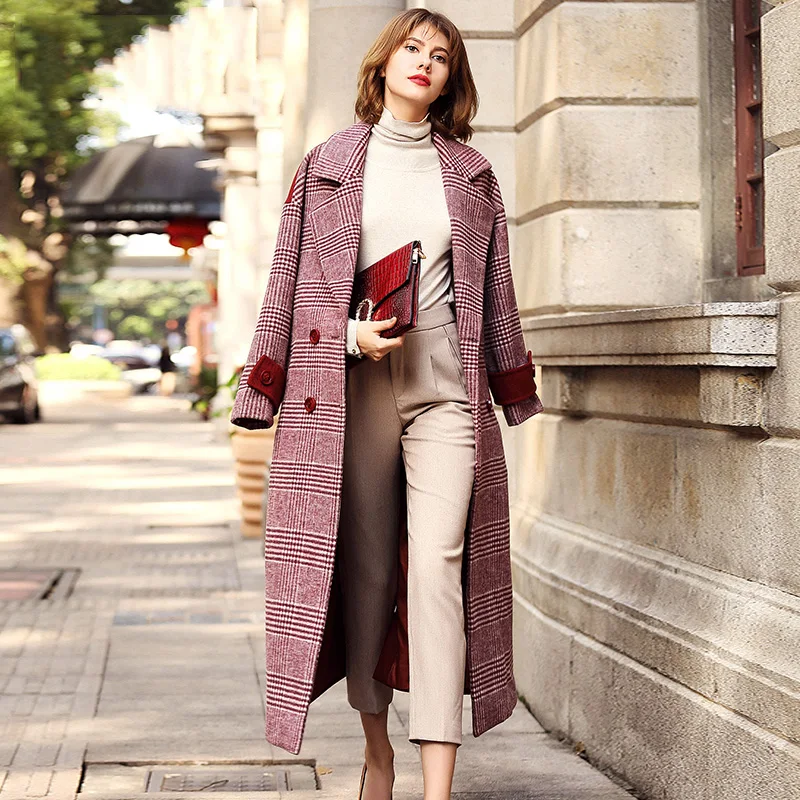 Luxury European Women Wool Coat Plaid Loose Fashion Women Cashmere's Coat Long New Spring Winter Outwear Jacket Woolen G130
Luxury European Women Wool Coat Plaid Loose Fashion Women Cashmere's Coat Long New Spring Winter Outwear Jacket Woolen G130