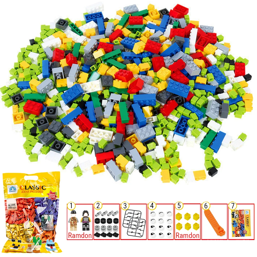 450PCS/pack Building Brick Blocks Compatible with Noted Brand DIY Toy for Kids Children 7 Gifts in Pack Figures Brick-separator
450PCS/pack Building Brick Blocks Compatible with Noted Brand DIY Toy for Kids Children 7 Gifts in Pack Figures Brick-separator