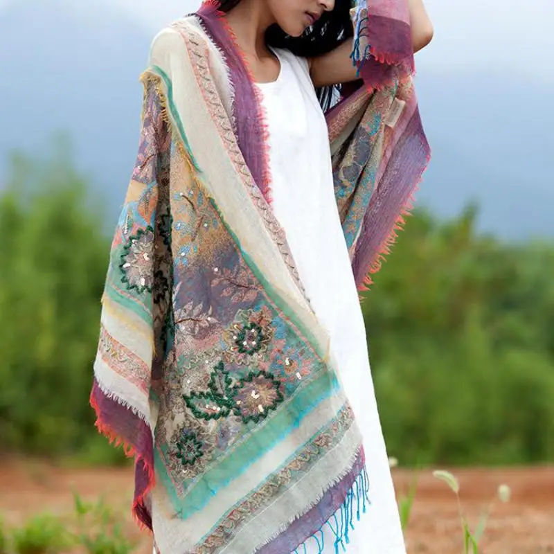National Style Wrap Pashmina Sunscreen Shawl Female Autumn Winter Scarf Nepal Indai Handmade Embroidery Shawls Warm Flower
National Style Wrap Pashmina Sunscreen Shawl Female Autumn Winter Scarf Nepal Indai Handmade Embroidery Shawls Warm Flower
