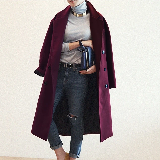 2017 Spring Woolen Coat Women Elegant Overcoat Woolen Jacket Long Style Purple Wool Trench Coats Loose Loose Winter Outwear
2017 Spring Woolen Coat Women Elegant Overcoat Woolen Jacket Long Style Purple Wool Trench Coats Loose Loose Winter Outwear
