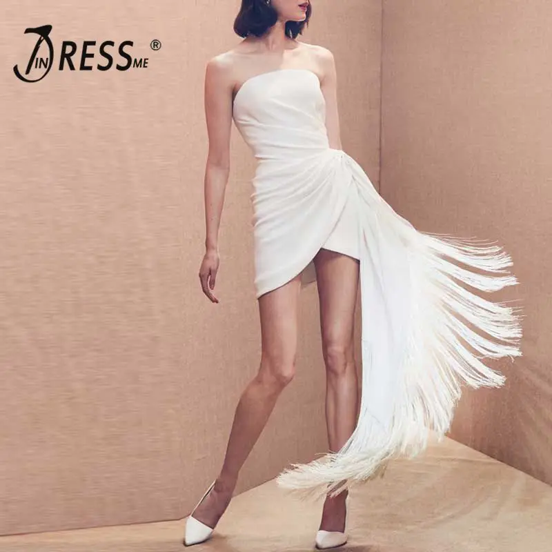 INDRESSME 2019 New Sexy Bandeau Strapless Ruched Fringe Tassel Asymmertrical Hemline Mini Dress White
INDRESSME 2019 New Sexy Bandeau Strapless Ruched Fringe Tassel Asymmertrical Hemline Mini Dress White