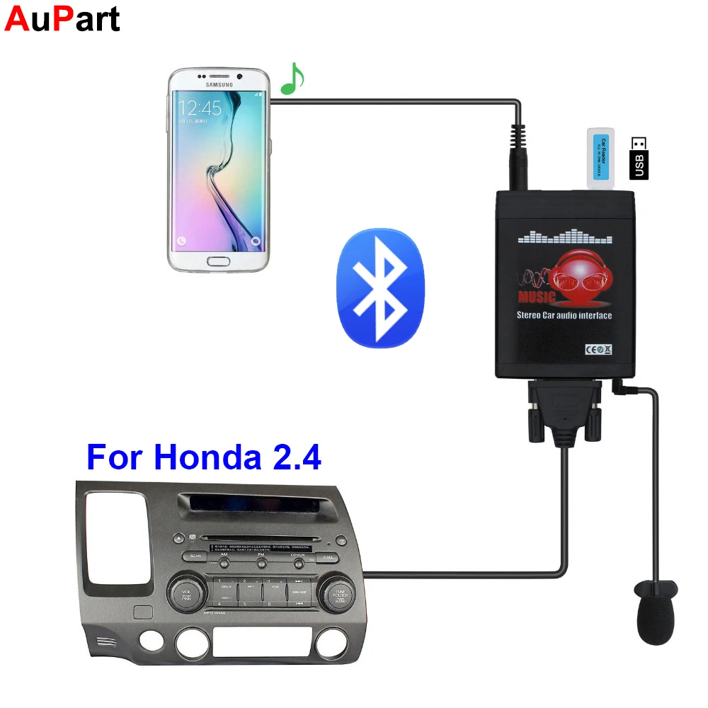 Car Radio Bluetooth USB AUX Adapter 3.5mm Interface CD Changer for Honda Accord Civic CR-V Element Fit Jazz Odyssey for Acura
Car Radio Bluetooth USB AUX Adapter 3.5mm Interface CD Changer for Honda Accord Civic CR-V Element Fit Jazz Odyssey for Acura