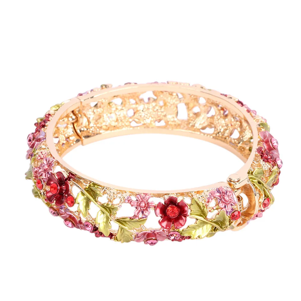 Hot Exquisite Enamel Hollow Stained Cloisonne Bangle Jewelry for Party Birthday Wedding Rhinestone Rose Flower Bangle
Hot Exquisite Enamel Hollow Stained Cloisonne Bangle Jewelry for Party Birthday Wedding Rhinestone Rose Flower Bangle