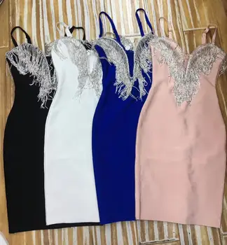 New Summer Style Ladies HL Bandage Dres Tassel Diamond Sexy Bodycon Mini Dress V-Neck Fashion Celebrity Dress
New Summer Style Ladies HL Bandage Dres Tassel Diamond Sexy Bodycon Mini Dress V-Neck Fashion Celebrity Dress