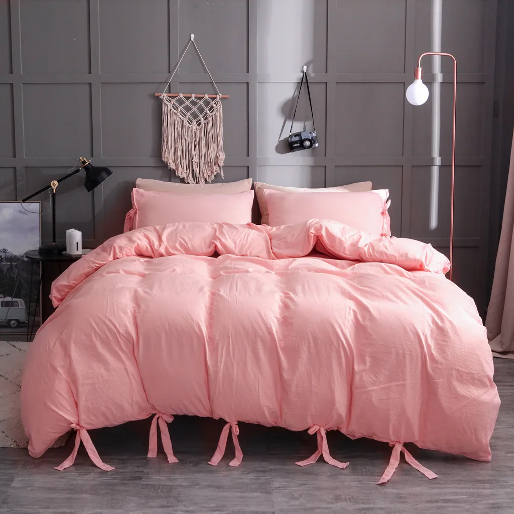 Solid Pink Color Bedding Three-Pieces Set Washed Cotton Duvet Cover Natural Ultra Soft Modern Style Easy Care Bedding Set
Solid Pink Color Bedding Three-Pieces Set Washed Cotton Duvet Cover Natural Ultra Soft Modern Style Easy Care Bedding Set