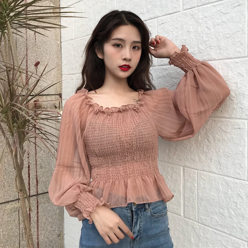 Summer 2019 New Harajuku Sexy Female Slash Neck Lantern Puff Sleeve Ladies White Lace Chiffon Long Sleeve Shirt Stitching Shirt
Summer 2019 New Harajuku Sexy Female Slash Neck Lantern Puff Sleeve Ladies White Lace Chiffon Long Sleeve Shirt Stitching Shirt