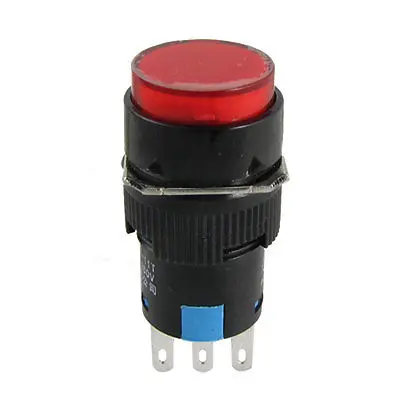 Red Round Cap AC 250V Self Locking Push Switch Button Zhqib