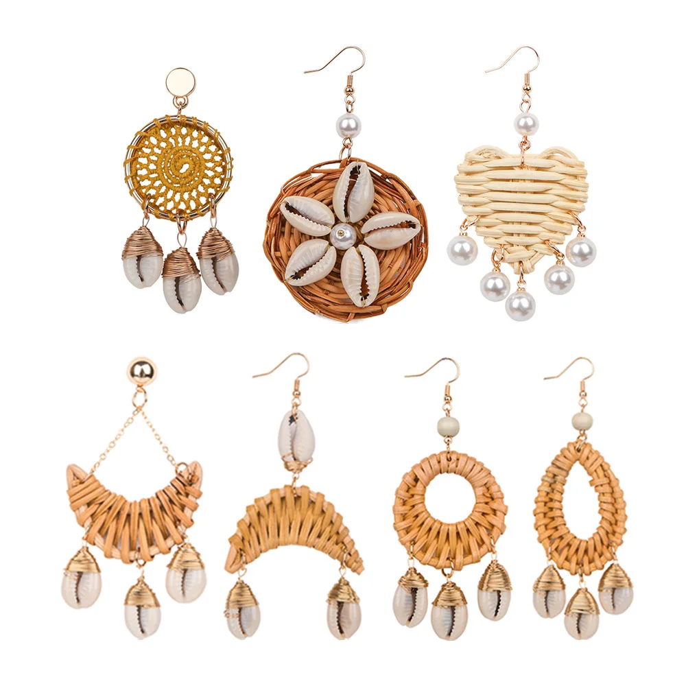 Unique Handmade Rattan Drop Dangle Earring for Women Bohemia Beach Shell Statement Wooden Straw Weave Rattan Jewelry Wholesale
Unique Handmade Rattan Drop Dangle Earring for Women Bohemia Beach Shell Statement Wooden Straw Weave Rattan Jewelry Wholesale