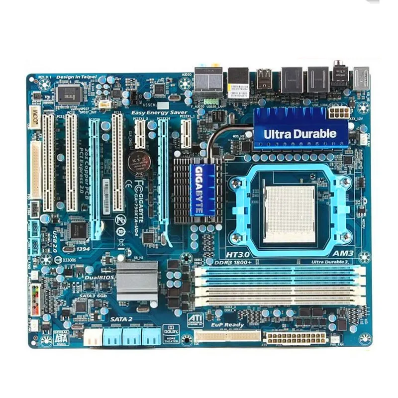 Для Gigabyte оригинальная б/у настольная материнская плата 790XTA-UD4 790 Socket AM3 DDR3 SATA2 USB2.0 |
