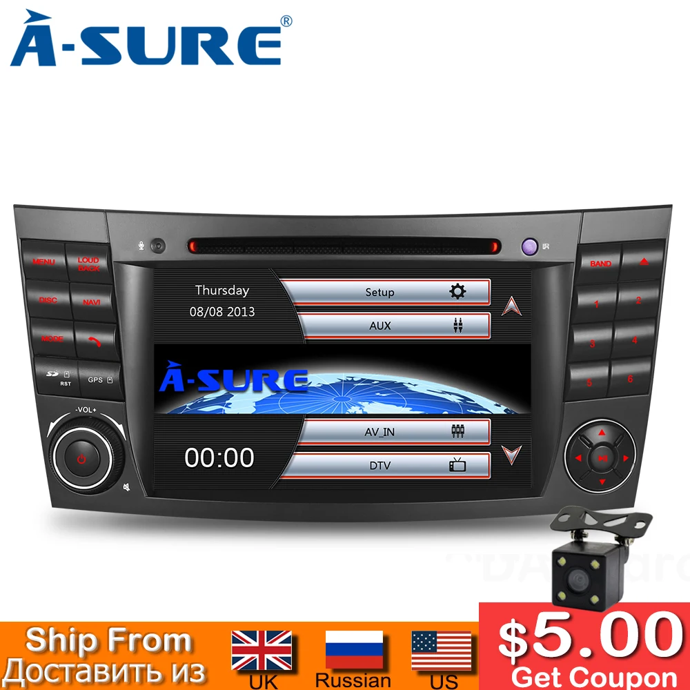 A Sure 2 Din 7''Car Auto Radio DVD GPS Sat навигация для Mercedes Benz E/CLS/G Class W211 W219 Bluetooth RDS DAB +