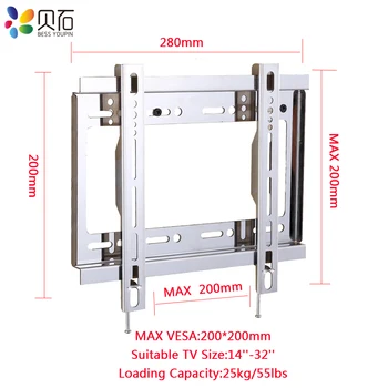 Universal TV Wall Mount Bracket Fixed Flat Panel TV Frame Support 25kg for 14 to 32 Inch LCD LED Monitor Flat Panel
Universal TV Wall Mount Bracket Fixed Flat Panel TV Frame Support 25kg for 14 to 32 Inch LCD LED Monitor Flat Panel