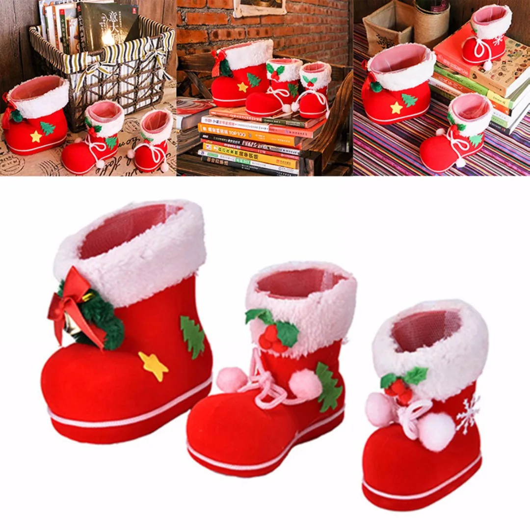 3 Sizes Christmas Santa Boots Socks Candy Bag For Kids Flocking Xmas Decor Gift Bag New
3 Sizes Christmas Santa Boots Socks Candy Bag For Kids Flocking Xmas Decor Gift Bag New