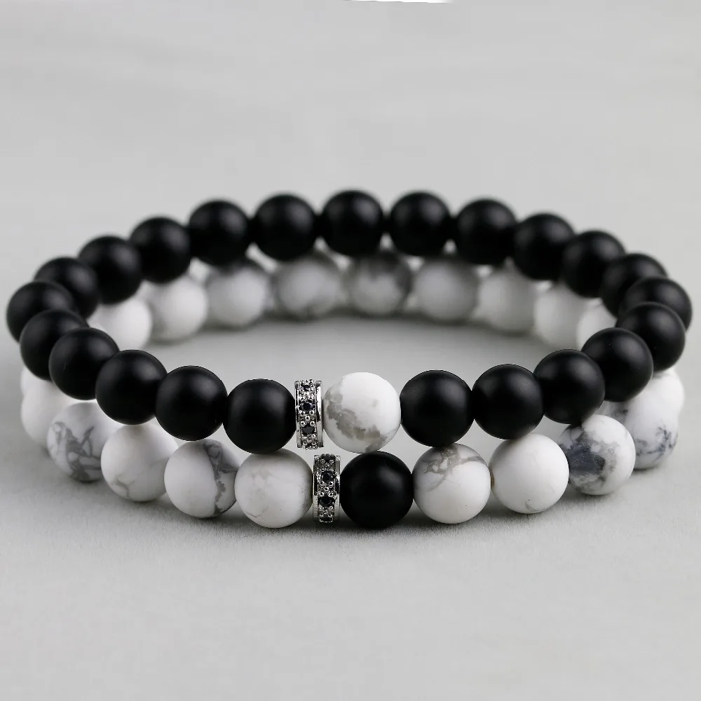 Natural Matte Black Onyx Matte White Howlite Beaded Stone Bracelet For Him and for Her Couple Bracelets Love Gift Jewelry
Natural Matte Black Onyx Matte White Howlite Beaded Stone Bracelet For Him and for Her Couple Bracelets Love Gift Jewelry