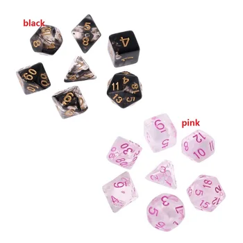 7 Pcs/Set New Game Dice Transparent Fashion Dices Multi-side Desktop Games Party Play Gifts Polyhedral Black/Pink
7 Pcs/Set New Game Dice Transparent Fashion Dices Multi-side Desktop Games Party Play Gifts Polyhedral Black/Pink