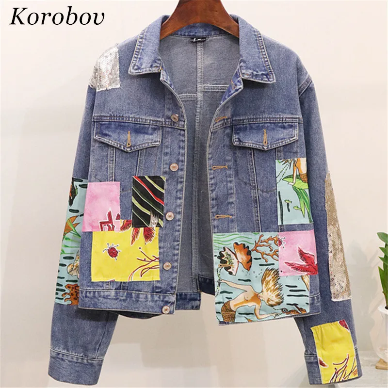 Korobov 2019 New Auttum Patch Designs Women Jackets Button Vintage Patchwork Demin Female Coats Loose Mujer Outwear 76045
Korobov 2019 New Auttum Patch Designs Women Jackets Button Vintage Patchwork Demin Female Coats Loose Mujer Outwear 76045
