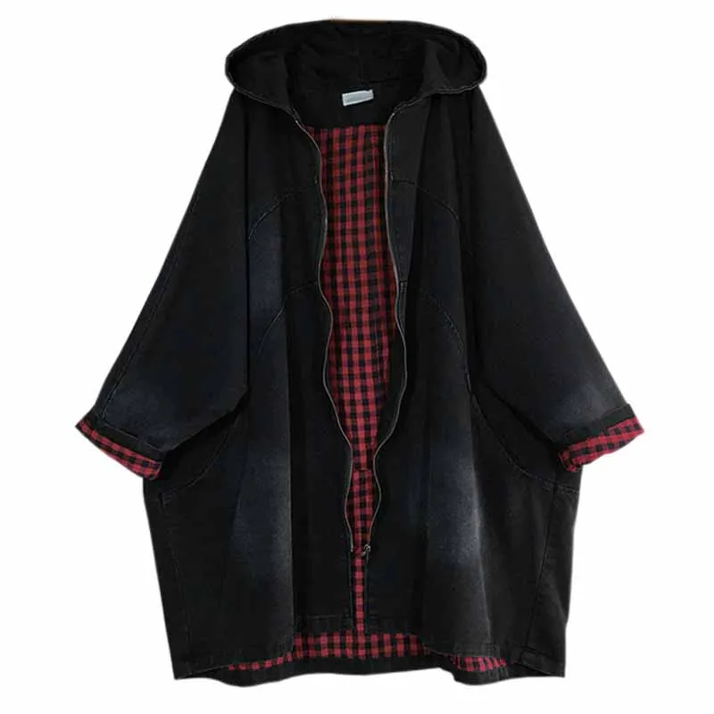 Large size Bat type Denim Trench Coat Women Hooded Outerwear Thicken Loose Bat sleeve Windbreaker Female BF Jeans Trench G328
Large size Bat type Denim Trench Coat Women Hooded Outerwear Thicken Loose Bat sleeve Windbreaker Female BF Jeans Trench G328