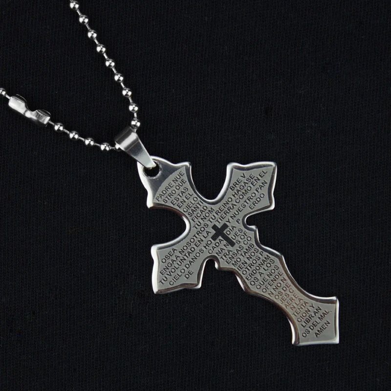 1pcs Mixed Stainless Steel Silver Cross Scriptures Pendant Necklace Titanium Steel Cross Scriptures Free Bead Chain
1pcs Mixed Stainless Steel Silver Cross Scriptures Pendant Necklace Titanium Steel Cross Scriptures Free Bead Chain