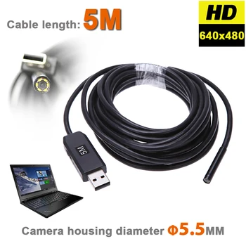 6 LEDs 5.5MM USB Endoscope Camera IP67 Waterproof Snake Inspection Borescope Video Tube Pipe USB MINI Camera With 5M Rigid Cable
6 LEDs 5.5MM USB Endoscope Camera IP67 Waterproof Snake Inspection Borescope Video Tube Pipe USB MINI Camera With 5M Rigid Cable