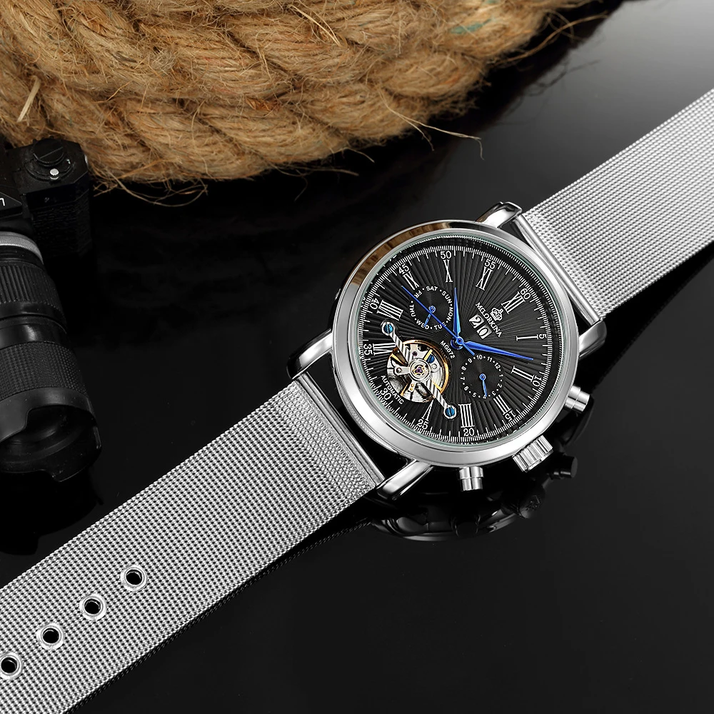 silver steel black automatic watch men-4