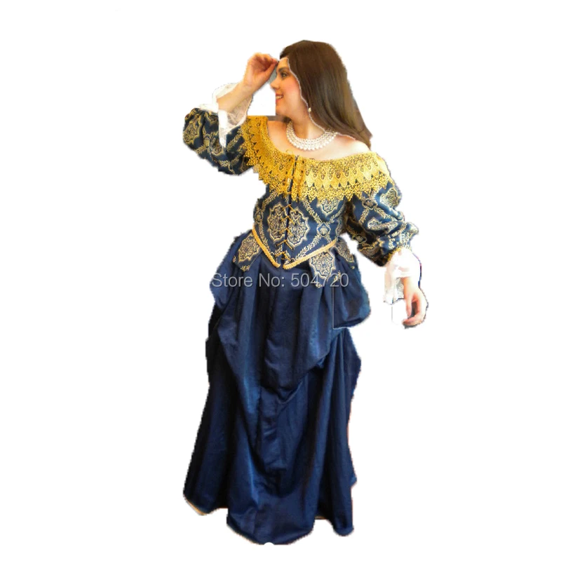 Tailored!deep blue long sleeves Duchess Queen Marie Antoinette Period Masquerade Theatre Civil war Gown dress HL-242
Tailored!deep blue long sleeves Duchess Queen Marie Antoinette Period Masquerade Theatre Civil war Gown dress HL-242