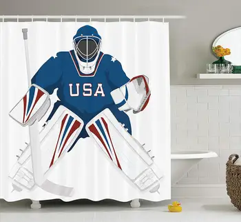 Sports Team USA Hockey Goalie Protection Jersey Sportswear Illustrations Design Print Bathroom Shower Curtain Set Burgundy Blue
Sports Team USA Hockey Goalie Protection Jersey Sportswear Illustrations Design Print Bathroom Shower Curtain Set Burgundy Blue