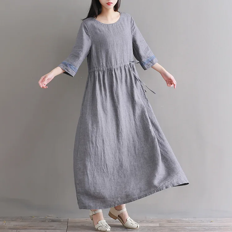 La MaxPa Three Quarter Sleeve Dress Women 2019 Summer Dress Casual A-Line Solid Women Dress Ankle-Length Linen O-Neck Long Dress
La MaxPa Three Quarter Sleeve Dress Women 2019 Summer Dress Casual A-Line Solid Women Dress Ankle-Length Linen O-Neck Long Dress