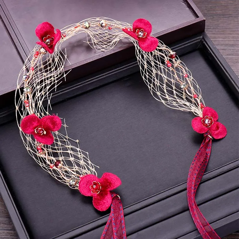 Women Girls Bride Wedding White Net Veil Red Flower Headbands Bridal Veil Hair Accessories for Women LB
Women Girls Bride Wedding White Net Veil Red Flower Headbands Bridal Veil Hair Accessories for Women LB