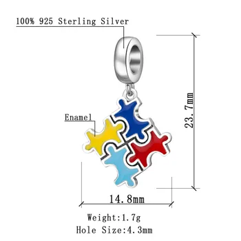Authentic 925 Sterling Silver Bead Autism Awareness Puzzle Piece Colorful Enamel Pendant Charm fit Pandora Bracelet Jewelry Gift
Authentic 925 Sterling Silver Bead Autism Awareness Puzzle Piece Colorful Enamel Pendant Charm fit Pandora Bracelet Jewelry Gift