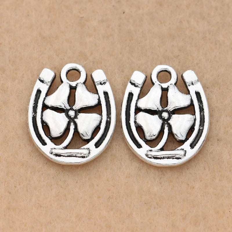 KJjewel Antique Silver Plated Clover Horseshoe Charms Pendant Bracelets Necklace Jewelry Making Accessories DIY 18x15mm
KJjewel Antique Silver Plated Clover Horseshoe Charms Pendant Bracelets Necklace Jewelry Making Accessories DIY 18x15mm