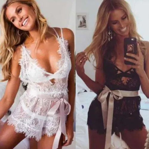 Women Sexy Lingerie Nightwear Underwear G String Lace Sling Sleepwear Teddies Bodysuits with Belt
Women Sexy Lingerie Nightwear Underwear G String Lace Sling Sleepwear Teddies Bodysuits with Belt
