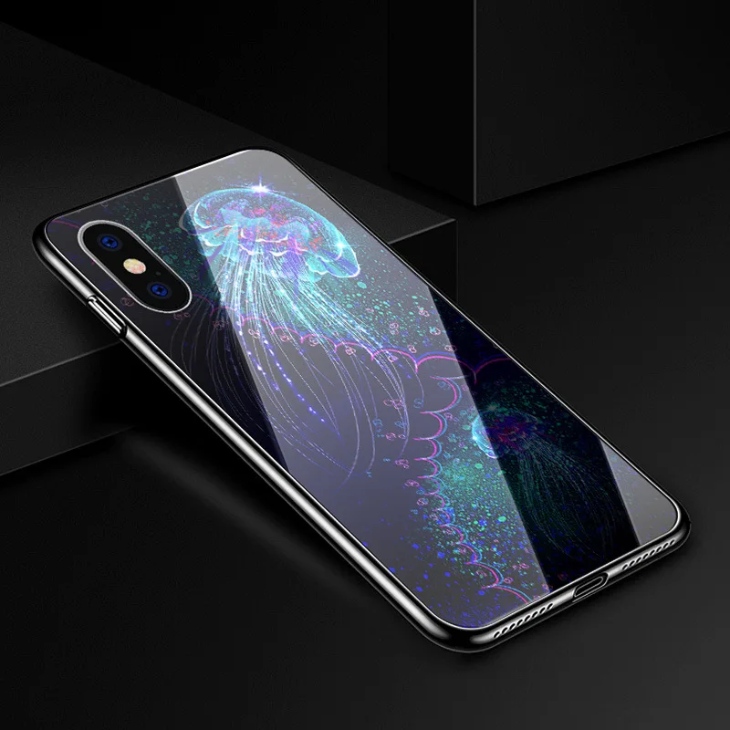 Чехол для IPhone 6 6s 7 8 Plus 7plus X чехол из мягкого ТПУ + закаленного стекла корпус