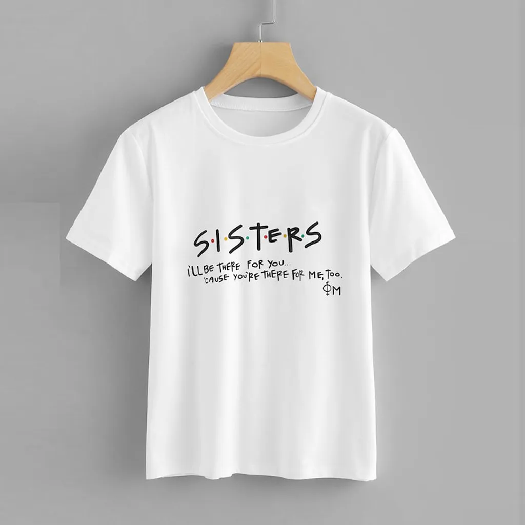 ISHOWTIENDA Sisters T shirt Printed Women Casual O-Neck Letter Print Short Sleeve Tops T-Shirt Funny T Shirt Women Camisa Mujer
ISHOWTIENDA Sisters T shirt Printed Women Casual O-Neck Letter Print Short Sleeve Tops T-Shirt Funny T Shirt Women Camisa Mujer
