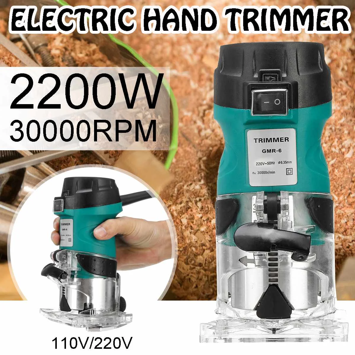 1/4'' 2200W 30000RMP Electric Hand Trimmer 110V/220V Wood Laminate Palms Router Joiners Router Woodworking Carving Machine
1/4'' 2200W 30000RMP Electric Hand Trimmer 110V/220V Wood Laminate Palms Router Joiners Router Woodworking Carving Machine