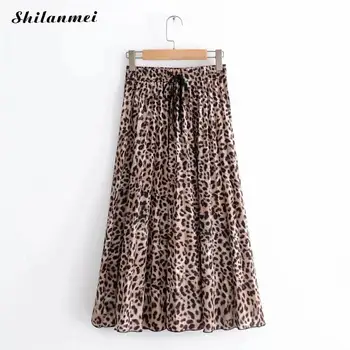 2019 Summer Woman Leopard Print Pleated Skirt Snake Faldas Femme Drawstring Tie Elastic Waist Mid Calf Skirts
2019 Summer Woman Leopard Print Pleated Skirt Snake Faldas Femme Drawstring Tie Elastic Waist Mid Calf Skirts