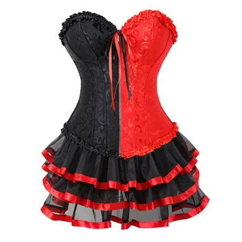 Overbust Corset Bustier Skirt Women Gothic Korset Lolita Black Red Patchwork Corselet Bustiers Korset Party Wedding 2550-3704
Overbust Corset Bustier Skirt Women Gothic Korset Lolita Black Red Patchwork Corselet Bustiers Korset Party Wedding 2550-3704