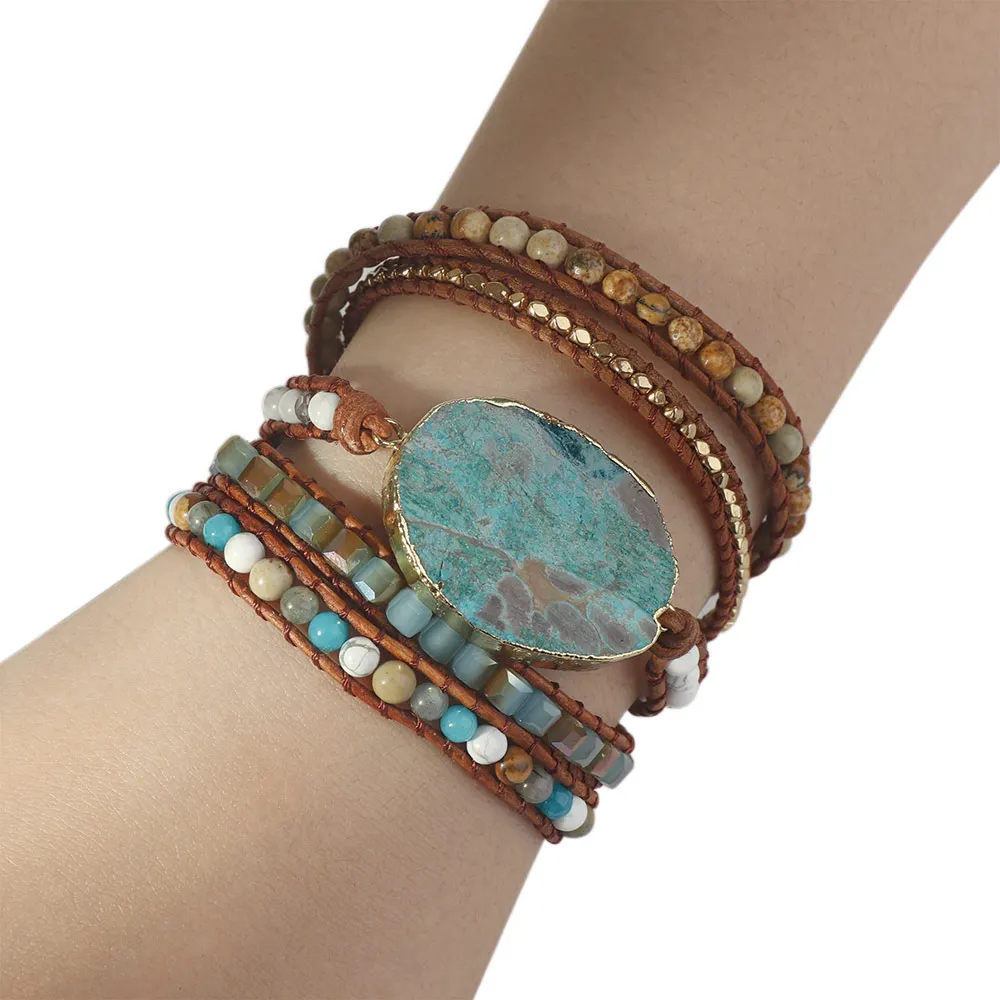 Fashion Vintage Wrap Bracelets Natural Stone Beads Ocean Agates Charms Jewelry Boho Multilayer Bracelet
Fashion Vintage Wrap Bracelets Natural Stone Beads Ocean Agates Charms Jewelry Boho Multilayer Bracelet